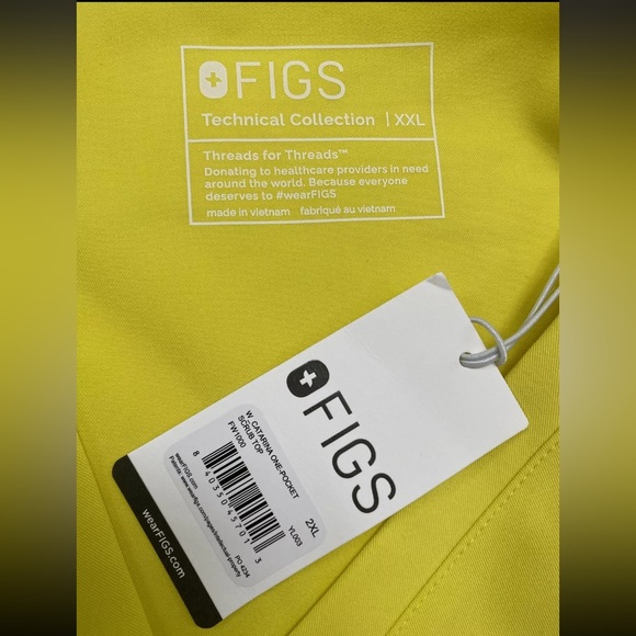 NWT FIGS Technical Catarina One-Pocket Womens Short Sleeve Scrub Top 2XL Yellow - Picture 5 of 5